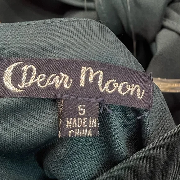 Dear Moon Sleeveless Square-Neck Tie-Back Ruffle-Hem Scuba Dress Green Size 5 - Picture 6 of 9